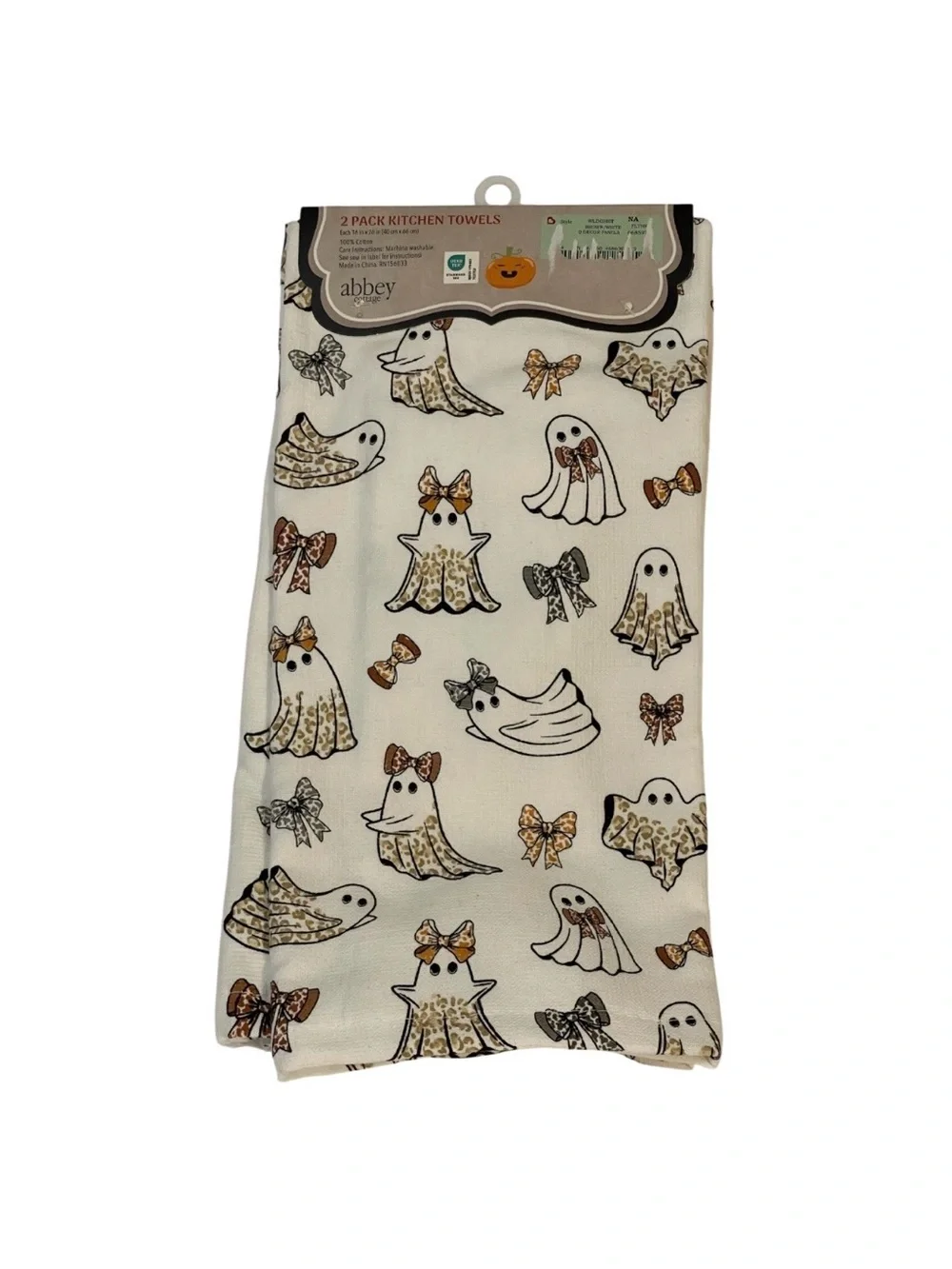 Abbey Cottage 2-pack Leopard Ghost kitchen towel set - NWT**